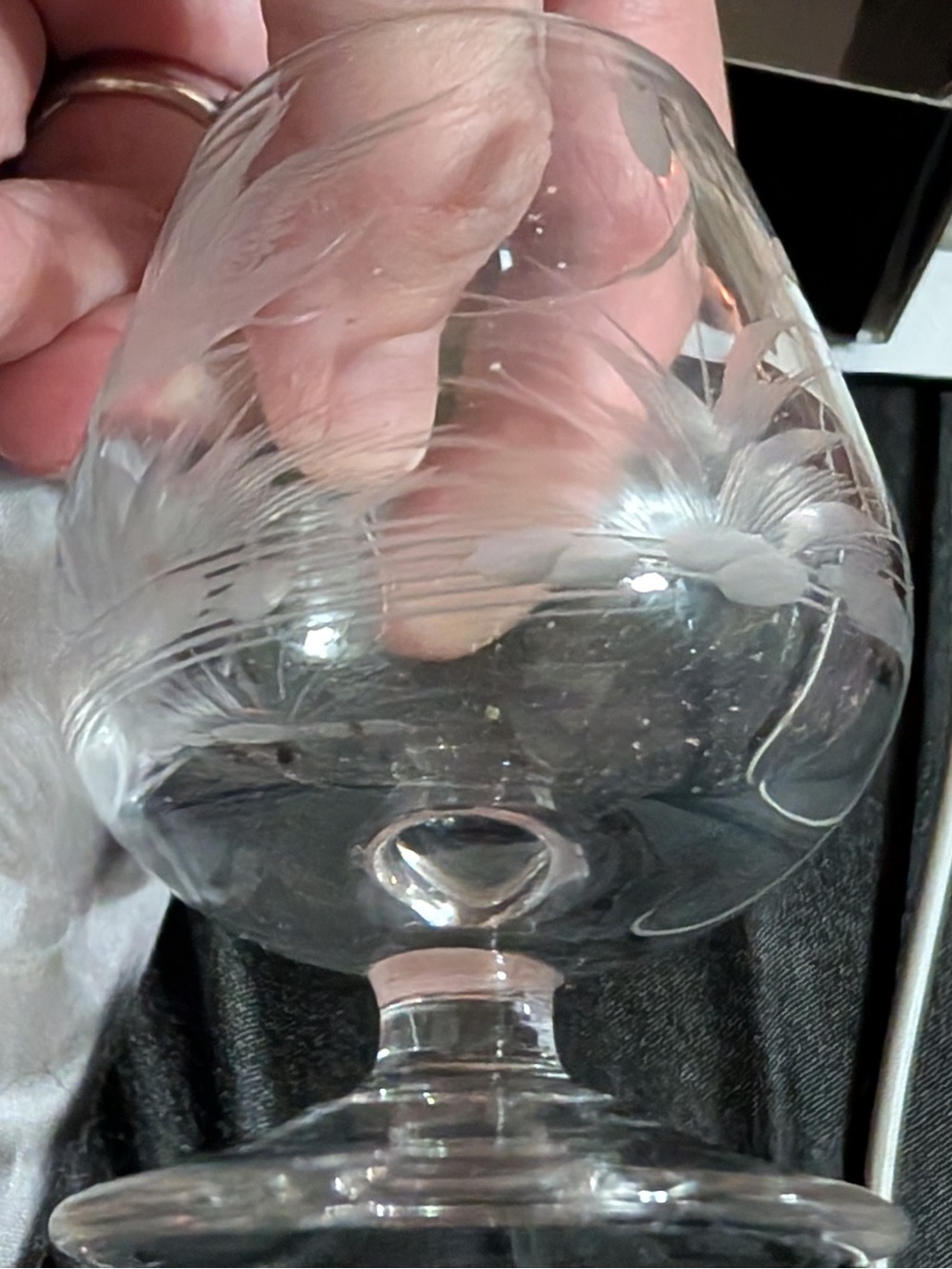 Etched Clear Glass Brandy Snifter - Elegant Clear Finish